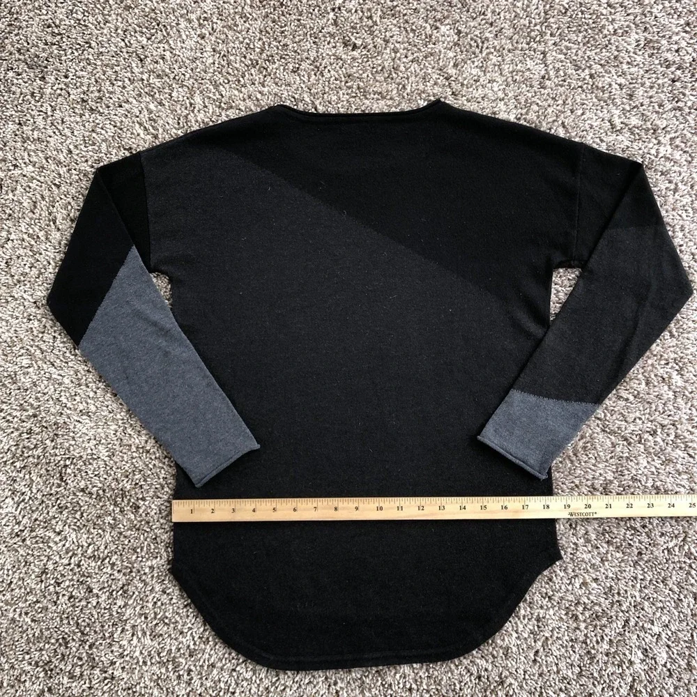 Smartwool Shadow Pine Colorblock Merino Wool Blend Sweater Womens Small Blk/Gray